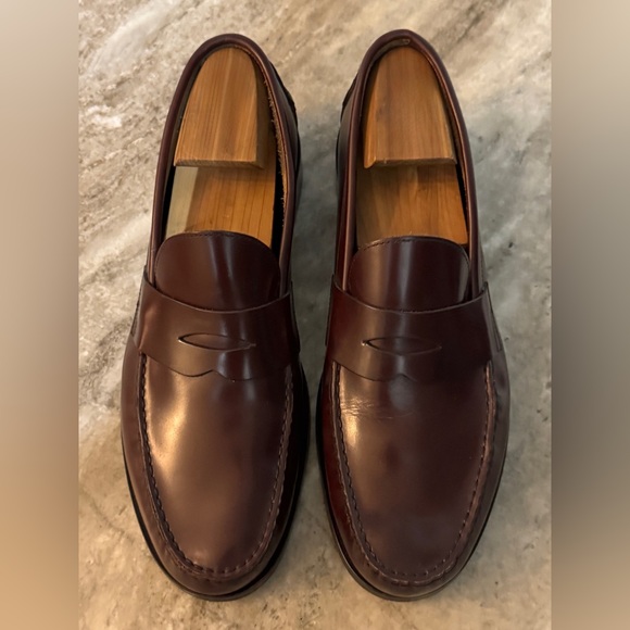 SID MASHBURN Handsewn Plain Leather Penny Loafers Burgundy 10.5 Maroon Oxblood